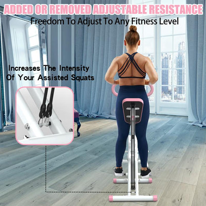 Squat Machine for Home, Adjustable 4 Resistance Bands,Rodeocore Exercise Machine, Ride & Rowingmachine for Botty Glutes Butt Thighs, Foldable 330LBS, Abback/Leg Press Hip Thrust Christmas Gift